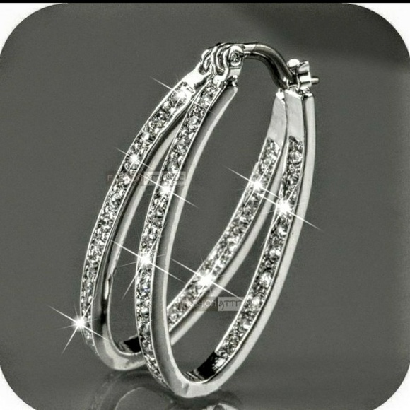 Women's sterling silver hoop earrings - Picture 1 of 6